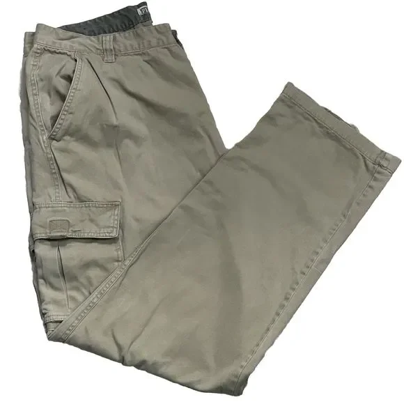 Vtg Y2k Plugg Cargo Pants Beige Khaki 38x34 Skater Baggy Jnco Big Pockets READ - Picture 4 of 10